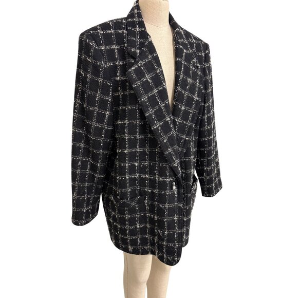 Vintage Alfred Dunner Womens Wool Blazer 42/22W Black & White Checkered - Picture 2 of 12